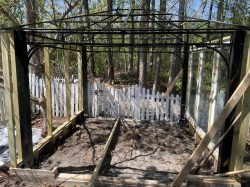 Metal Gazebo Frame Setup in Yard